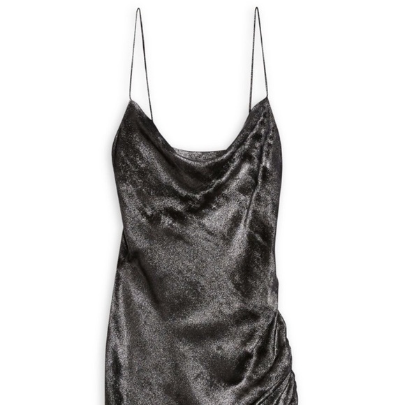 Petite Metallic Ruched Slip Mini Dress - Picture 4 of 4